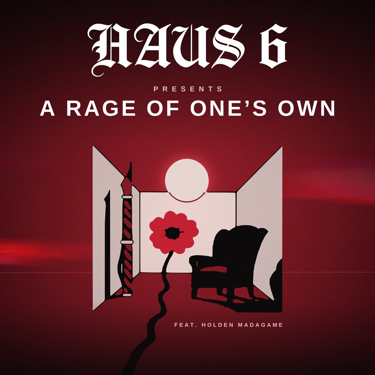 A Rage of One’s Own episode artwork: an illustrated room with a crimson flower, a pen and an armchair